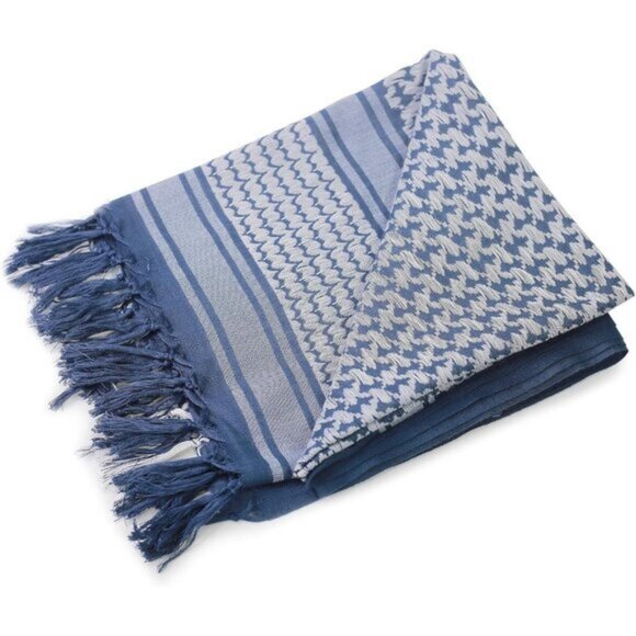 ⚡Men Blue 100% Cotton Military Shemagh Tactical Desert Keffiyeh Scarf Wrap - Picture 4 of 9